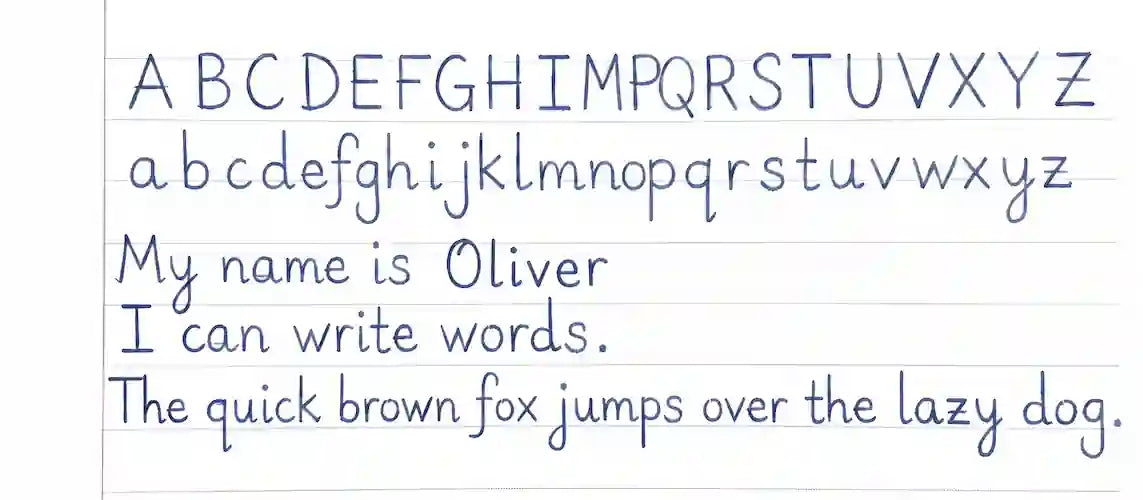 Neat child handwriting after TinkerMindz handwriting improvement system